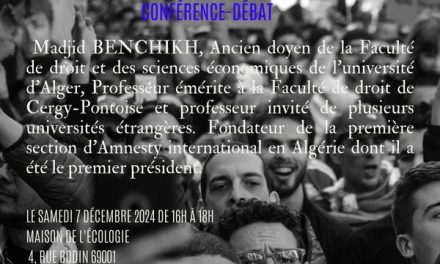 Conférence Débat Madjid Benchikh samedi 7 décembre à Lyon