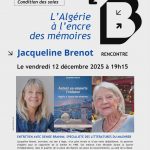 Rencontre avec l’écrivaine Jacqueline Brenot à la bibliothèque de Lyon 1er le 12 décembre 19h15