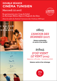 Cinéma tunisien: double séance au Lumière Bellecour de Lyon le mercredi 22 avril